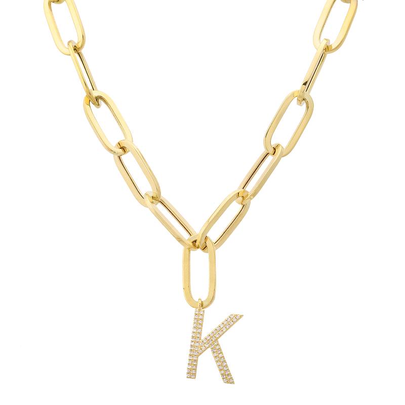 Initial Here Chain + Pavé Letter Necklace in Gold | Uncommon James