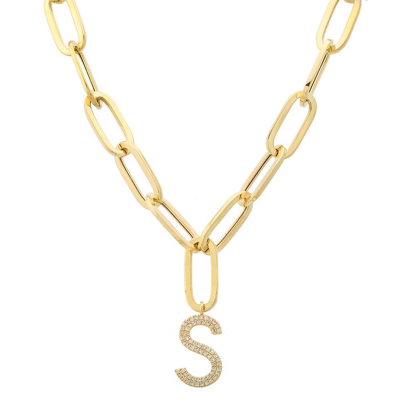 14K Yellow Gold Paperclip Necklace, 2023-43
