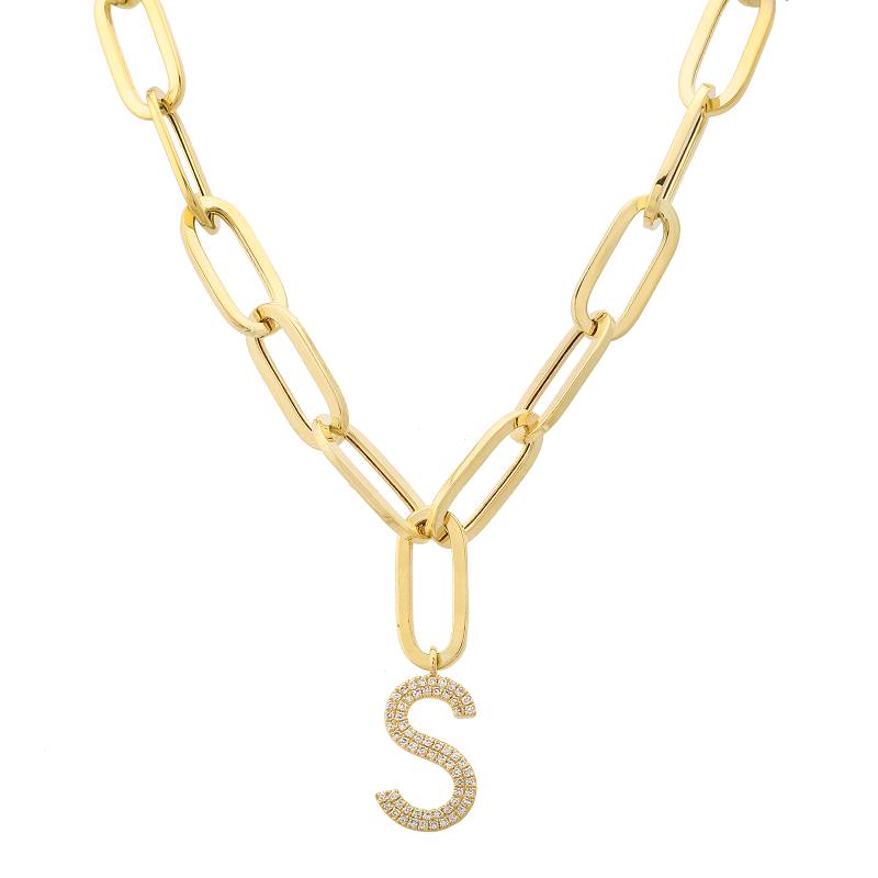 Womens Diamond Classics 14kt. Gold Initial S Paperclip Necklace Gold Boscov s