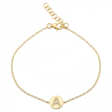 14K Yellow Gold Diamond Initial Disc Bracelet