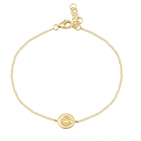 14K Yellow Gold Diamond Initial Disc Bracelet