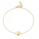 14K Yellow Gold Diamond Initial Disc Bracelet