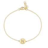 14K Yellow Gold Diamond Initial Disc Bracelet