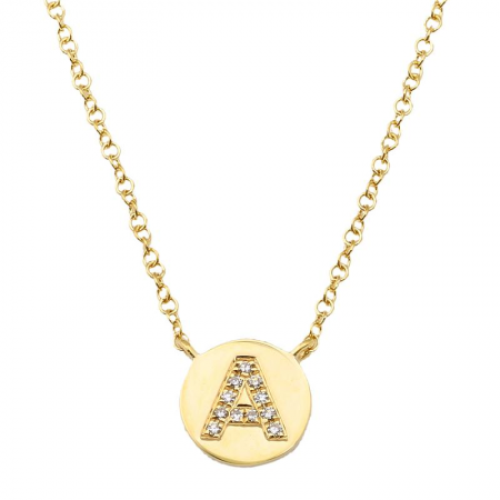 Diamond Initial Disc Pendant Necklace - Nuha Jewelers