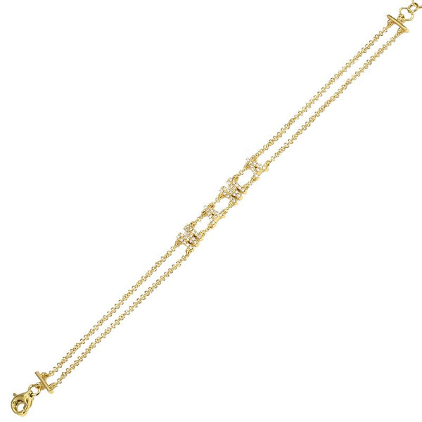 14k Yellow Diamond Mama Double row bracelet-Bracelets-Maurice's Jewelers -