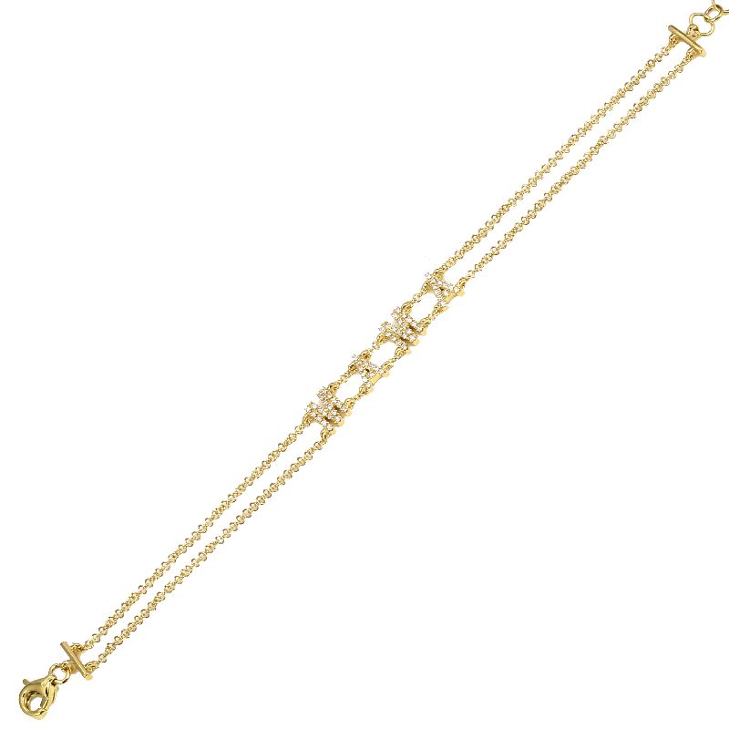 14k Yellow Diamond Mama Double row bracelet-Bracelets-Maurice's Jewelers -