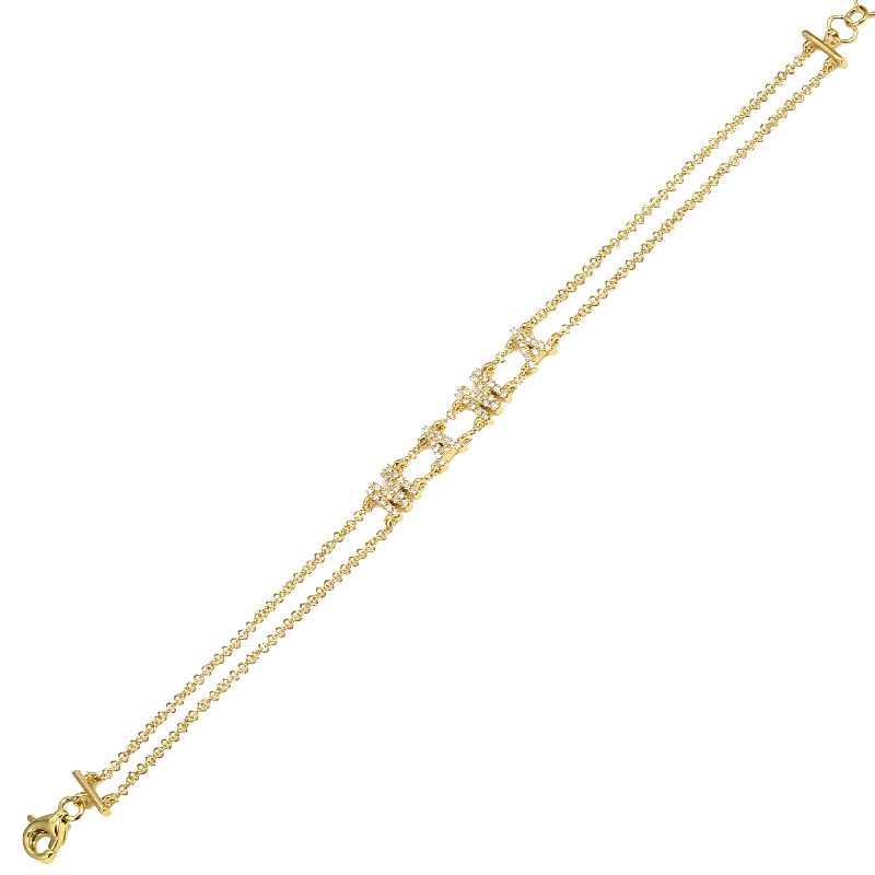 14k Yellow Diamond Mama Double row bracelet