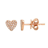 14K Rose Gold Heart Diamond Earrings-earrings-Maurice's Jewelers-ROSE GOLD-