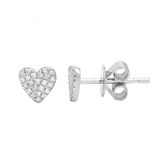 14K White Gold Heart Diamond Earrings