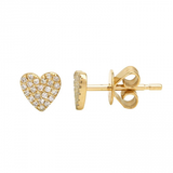 14K Yellow Gold Heart Diamond Earrings