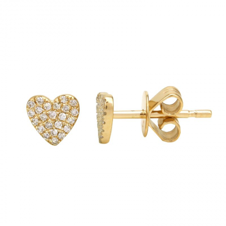 14K Yellow Gold Heart Diamond Earrings