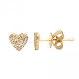 14K Rose Gold Heart Diamond Earrings-earrings-Maurice's Jewelers-YELLOW GOLD-