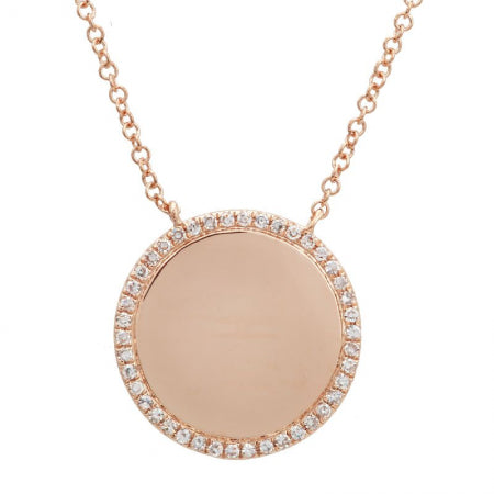 14K Rose Gold Diamond Engravable Necklace