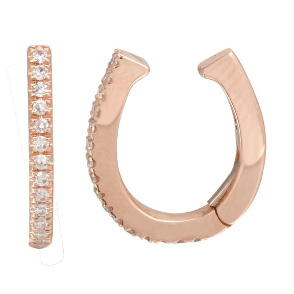 14K Rose Gold Single Row Diamond Ear Cuff