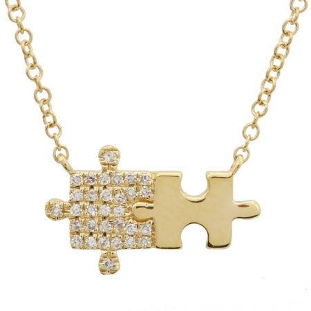 14K Yellow Gold Puzzle Diamond Necklace