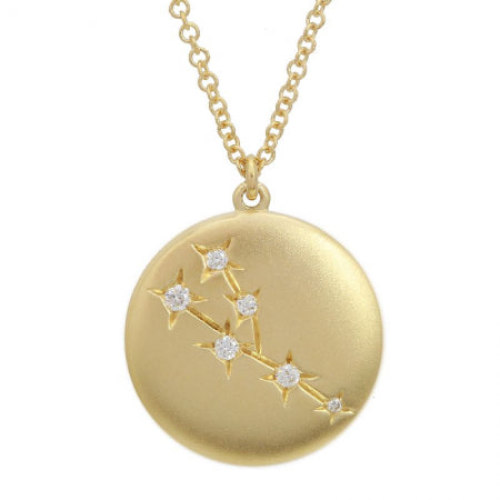 14K Yellow Gold Zodiac Pendant-Necklaces-superbell-Taurus-