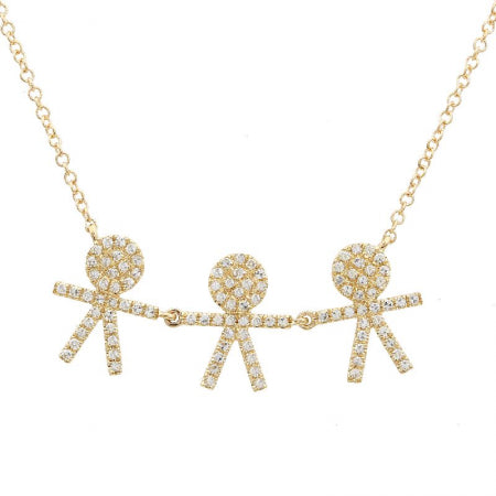 14K Rose Gold Boys And Girl Diamond Necklace (customize)