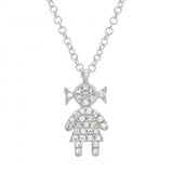 14K Yellow Gold Diamond Girl Necklace-Necklaces-superbell-White Gold-
