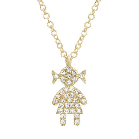 14K White Gold Diamond Girl Necklace-Necklaces-Maurice's Jewelers-Yellow Gold-