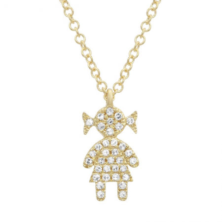 14K Yellow Gold Diamond Girl Necklace