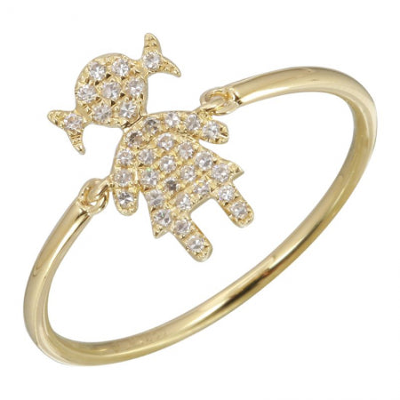 14k Yellow Gold Girl Diamond Ring