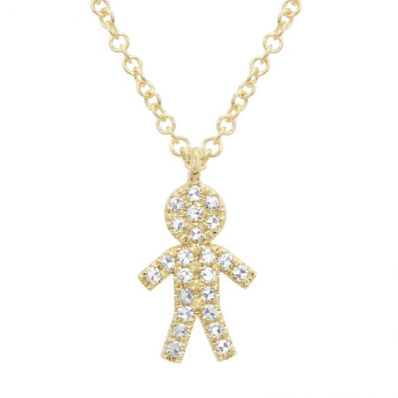 14K White Gold Diamond Boy Diamond Necklace-Necklaces-Maurice's Jewelers-Yellow Gold-