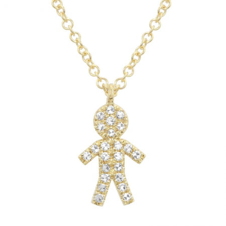14K White Gold Diamond Boy Diamond Necklace