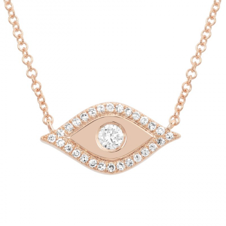 14K White Gold Diamond Evil Eye Necklace-Necklaces-Maurice's Jewelers-Rose Gold-