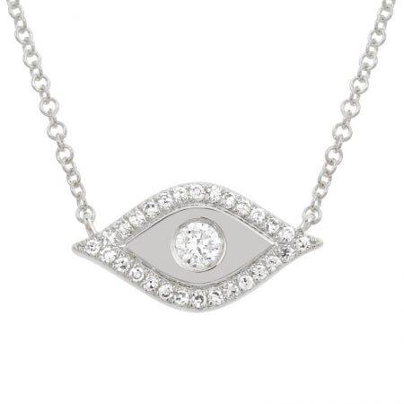 14K White Gold Diamond Evil Eye Necklace-Necklaces-Maurice's Jewelers-White Gold-