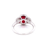 Platinum Diamond + Oval Ruby Ring-Rings-first image design corp-