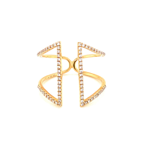 14K Yellow Gold Diamond Open Angled Cigar Ring-Rings-majolie-