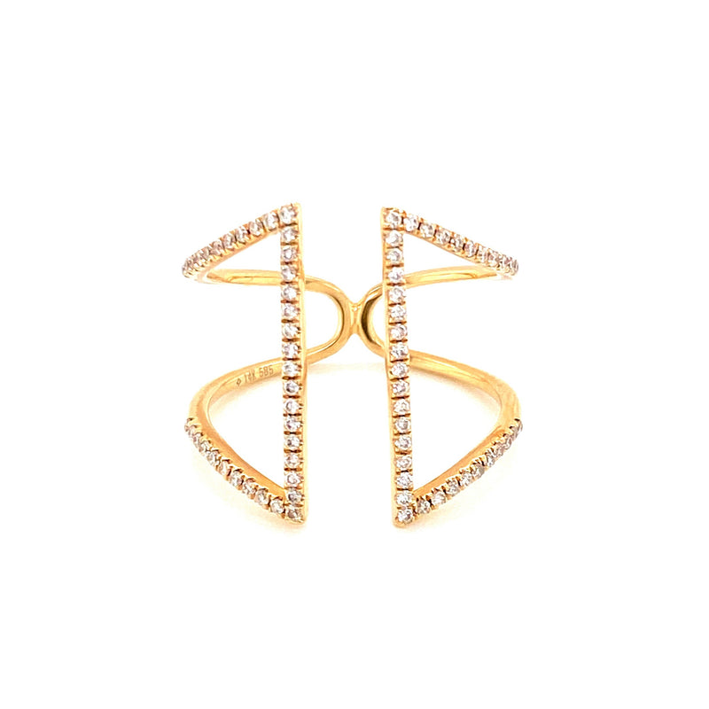 14K Yellow Gold Diamond Open Angled Cigar Ring-Rings-majolie-