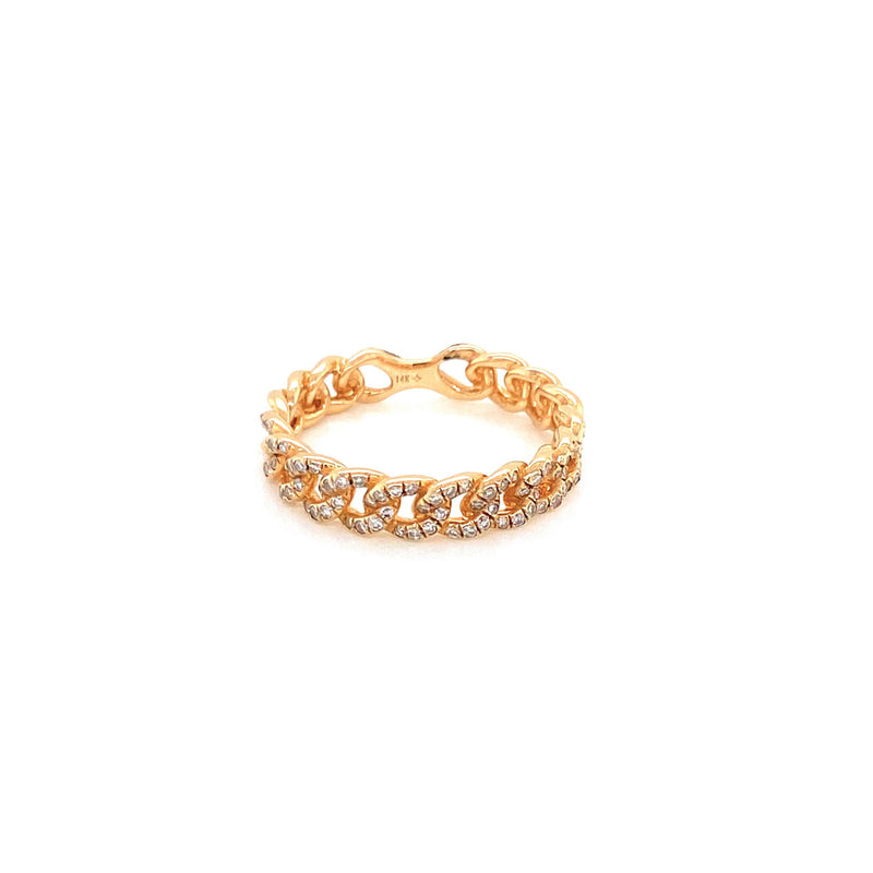 14K Yellow Gold Diamond Curb Link Eternity Ring-Rings-majolie-