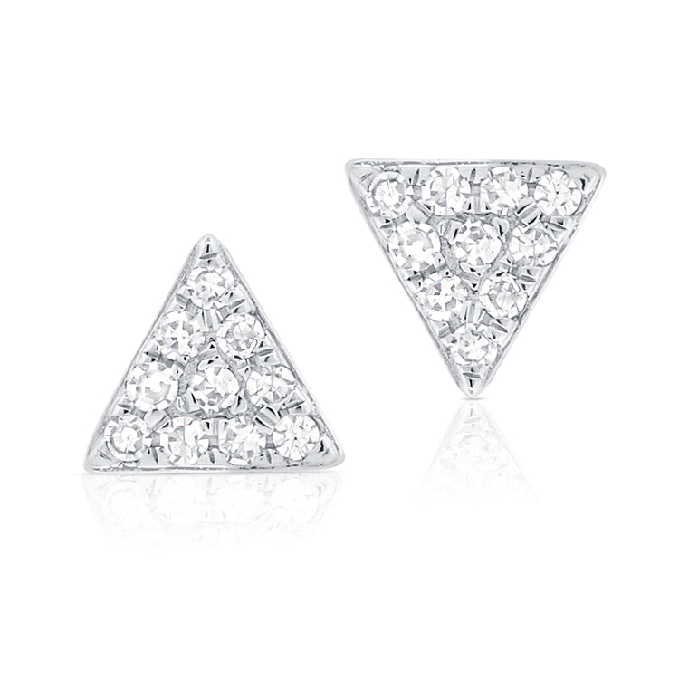 14K White Gold Diamond Mini Triangle Earrings-EARRINGS-Maurice's Jewelers-