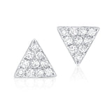 14K White Gold Diamond Mini Triangle Earrings