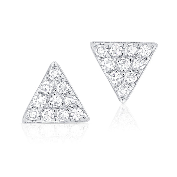 14K White Gold Diamond Mini Triangle Earrings-EARRINGS-Maurice's Jewelers-