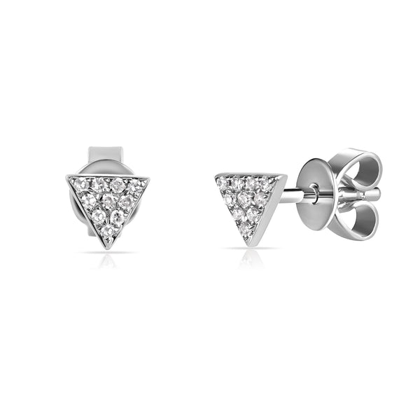 14K White Gold Diamond Mini Triangle Earrings-EARRINGS-Maurice's Jewelers-