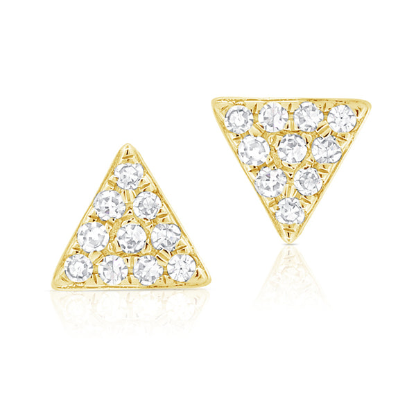 14K Yellow Gold Diamond Mini Triangle Earrings-EARRINGS-aaron jewelry-