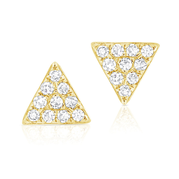 14K Yellow Gold Diamond Mini Triangle Earrings