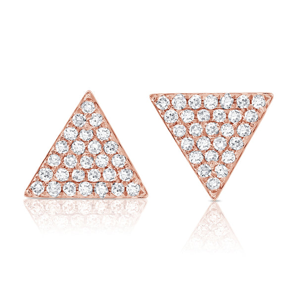 14K Rose Gold Large Diamond Triangle Earrings