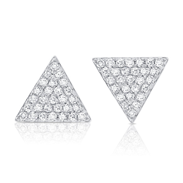 14K White Gold Large Diamond Triangle Earrings-EARRINGS-aaron jewelry-