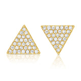 14K Yellow Gold Diamond Large Triangle Earrings