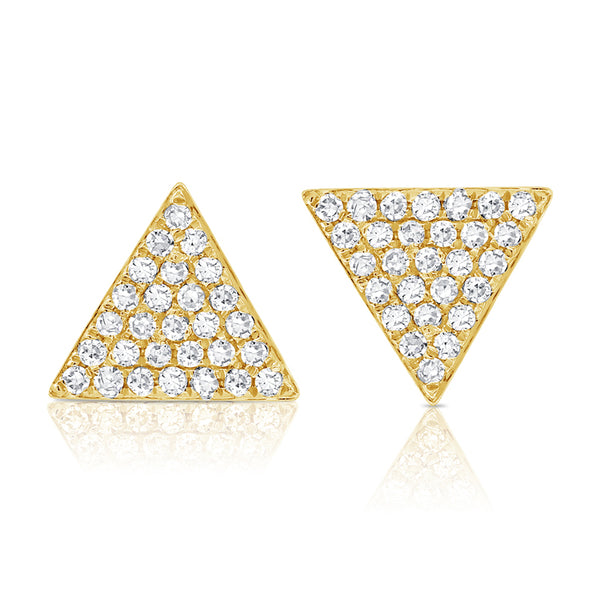 14K Yellow Gold Diamond Large Triangle Earrings-EARRINGS-aaron jewelry-