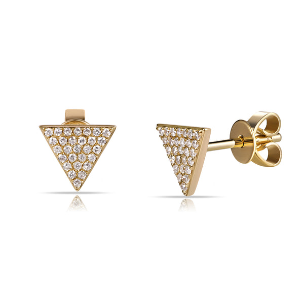 14K Yellow Gold Diamond Large Triangle Earrings-EARRINGS-aaron jewelry-