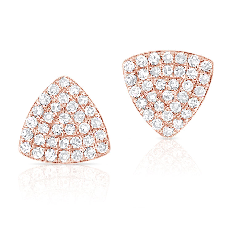 14K Rose Gold Rounded Diamond Triangle Earrings-EARRINGS-Maurice's Jewelers-