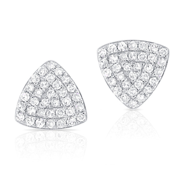 14K White Gold Rounded Diamond Triangle Earrings-EARRINGS-aaron jewelry-