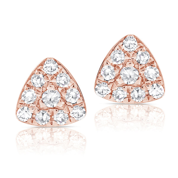 14K Rose Gold Diamond Petite Triangle Earrings-EARRINGS-Maurice's Jewelers-
