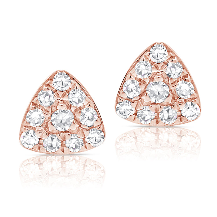 14K Rose Gold Diamond Petite Triangle Earrings
