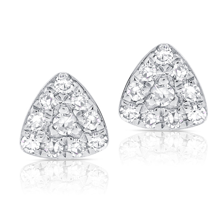14K White Gold Diamond Petite Triangle Earrings-EARRINGS-aaron jewelry-
