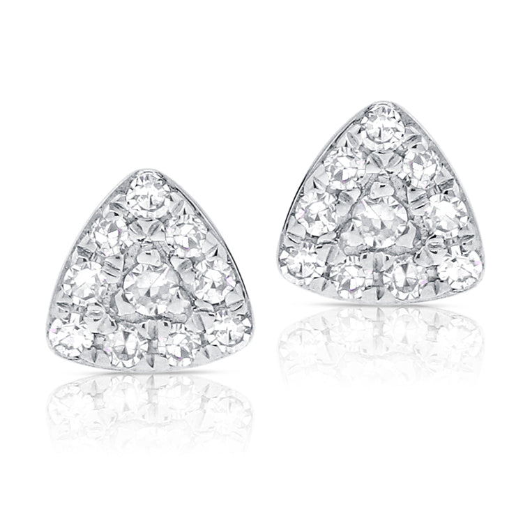 14K White Gold Diamond Petite Triangle Earrings